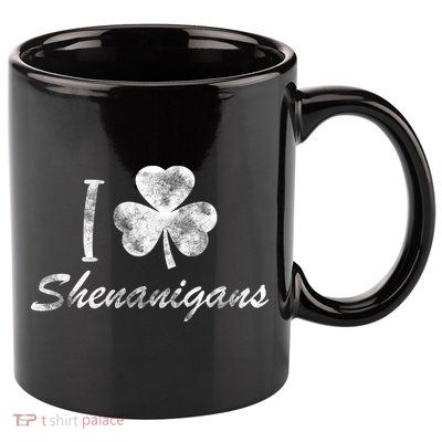 I Love Shenanigans Vintage St Patricks Day 11oz C Handle Ceramic Mug