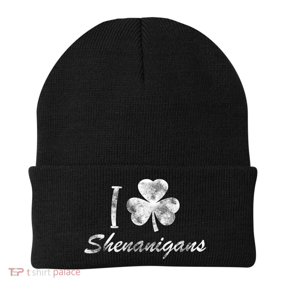 I Love Shenanigans Vintage St Patricks Day Beanie