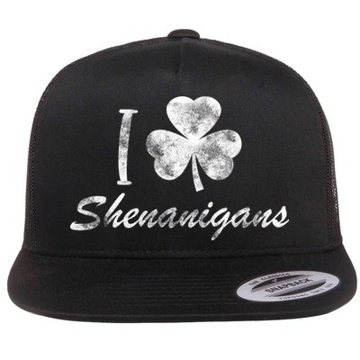 I Love Shenanigans Vintage St Patricks Day Flatbill Hat