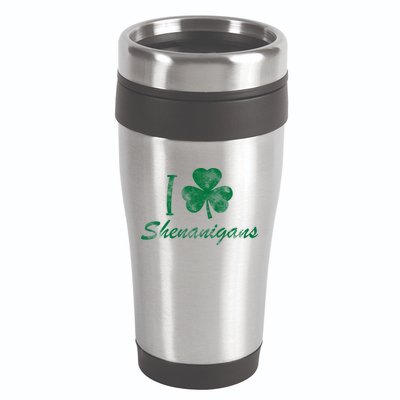I Love Shenanigans Vintage St Patricks Day 16oz Travel Tumbler