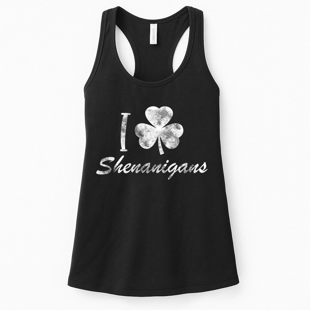 I Love Shenanigans Vintage St Patricks Day Womens Tank Top