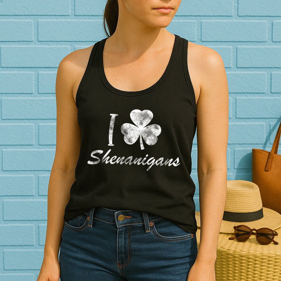 I Love Shenanigans Vintage St Patricks Day Womens Tank Top