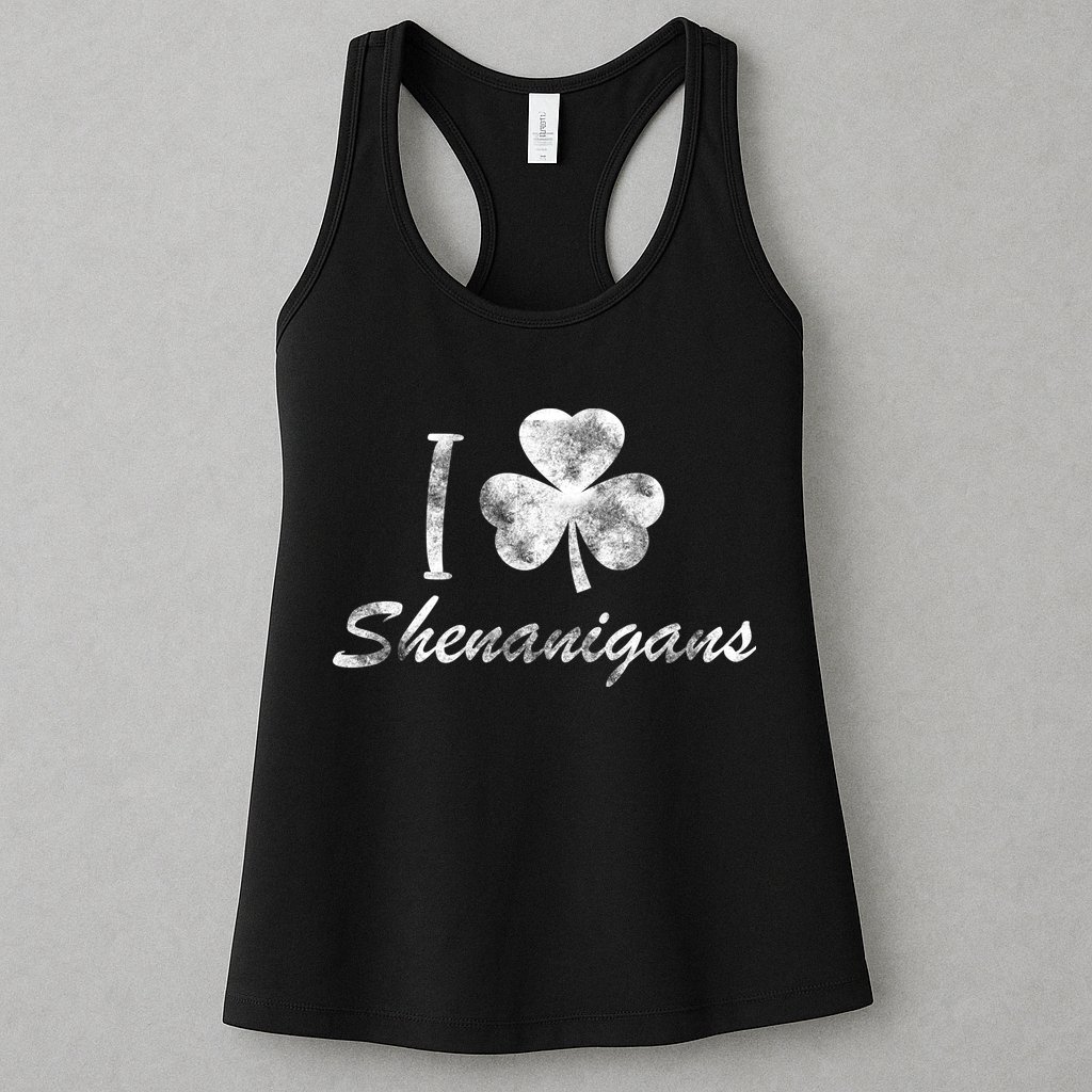 I Love Shenanigans Vintage St Patricks Day Womens Tank Top