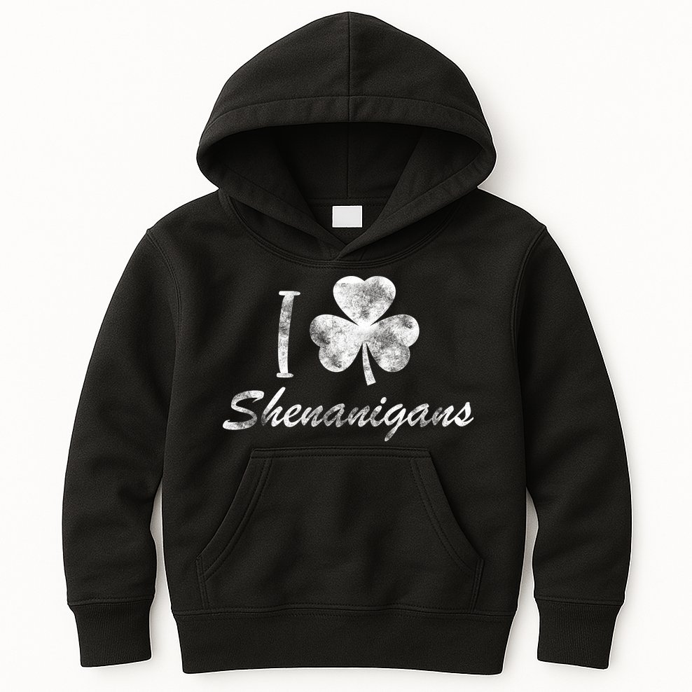 I Love Shenanigans Vintage St Patricks Day Kids Hoodie