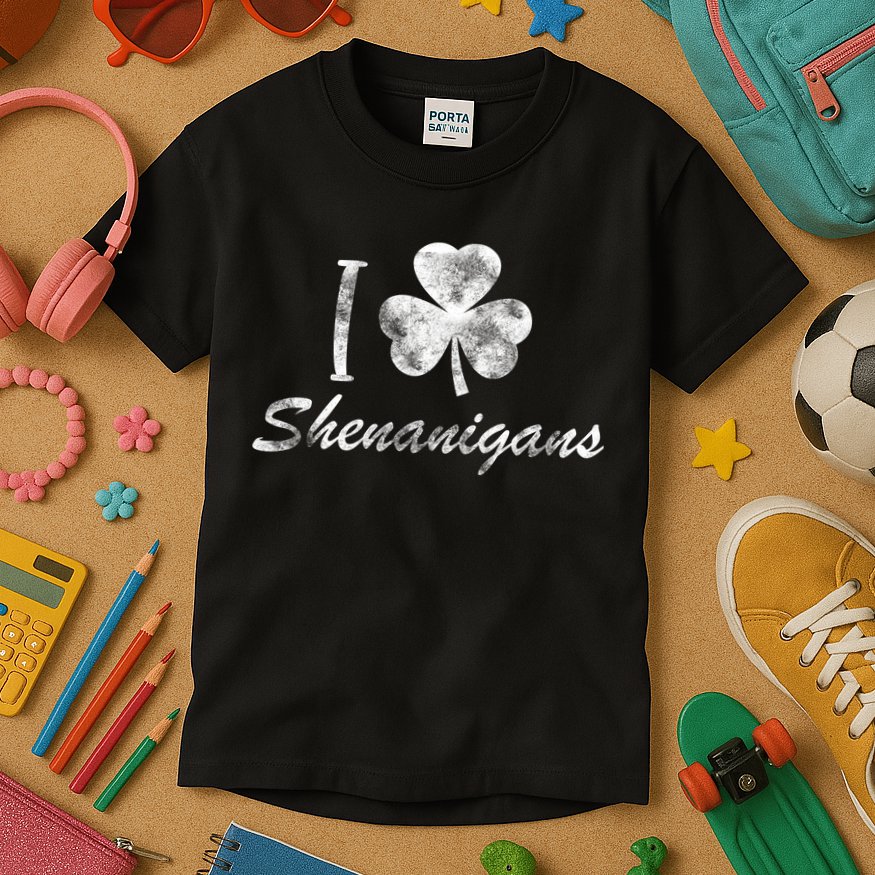 I Love Shenanigans Vintage St Patricks Day Kids T-Shirt