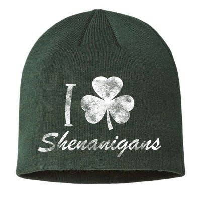 I Love Shenanigans Vintage St Patricks Day Sustainable Beanie