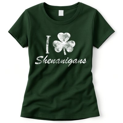 I Love Shenanigans Vintage St Patricks Day Womens T-Shirt