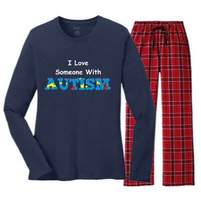 I Love Someone with Autism Women's Long Sleeve Flannel Pajama Set 