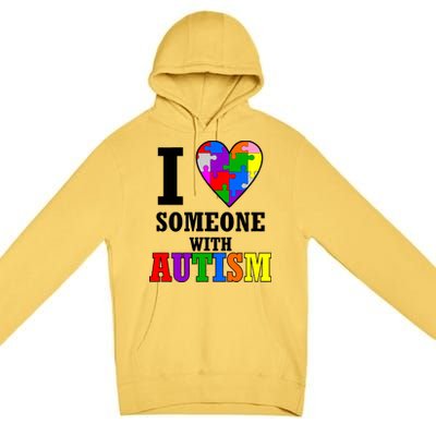 I Love Someone With Autism Puzzle Piece Heart Premium Pullover Hoodie