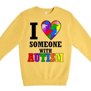 I Love Someone With Autism Puzzle Piece Heart Premium Crewneck Sweatshirt