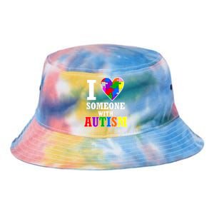 I Love Someone With Autism Puzzle Piece Heart Tie Dye Newport Bucket Hat