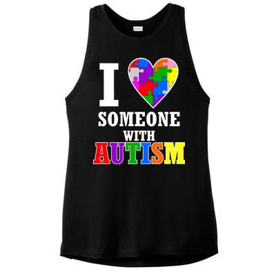 I Love Someone With Autism Puzzle Piece Heart Ladies PosiCharge Tri-Blend Wicking Tank