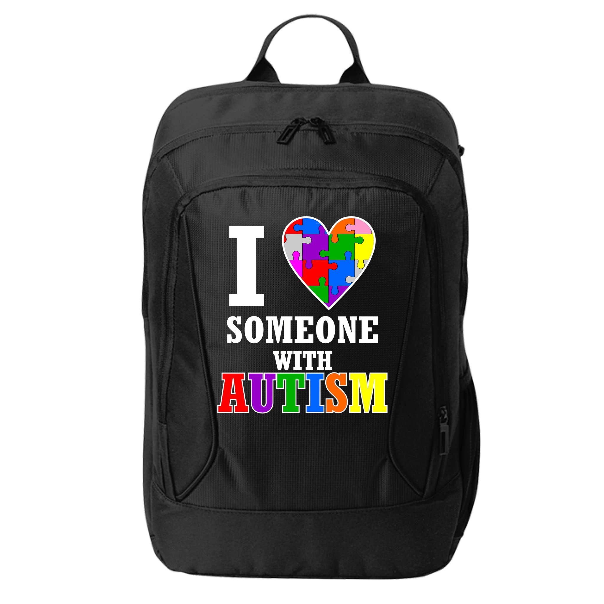 I Love Someone With Autism Puzzle Piece Heart City Backpack