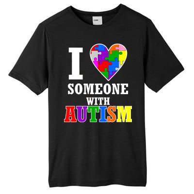 I Love Someone With Autism Puzzle Piece Heart Tall Fusion ChromaSoft Performance T-Shirt