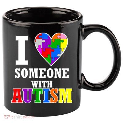 I Love Someone With Autism Puzzle Piece Heart 11oz C Handle Ceramic Mug
