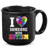 I Love Someone With Autism Puzzle Piece Heart 15oz Campfire Ceramic Mug