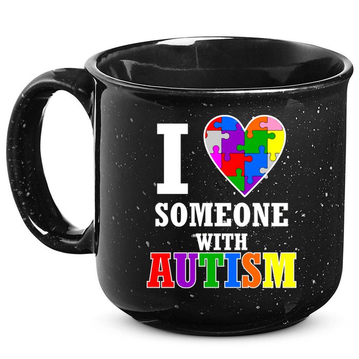I Love Someone With Autism Puzzle Piece Heart 15oz Campfire Ceramic Mug