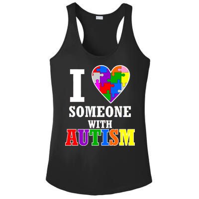 I Love Someone With Autism Puzzle Piece Heart Ladies PosiCharge Competitor Racerback Tank