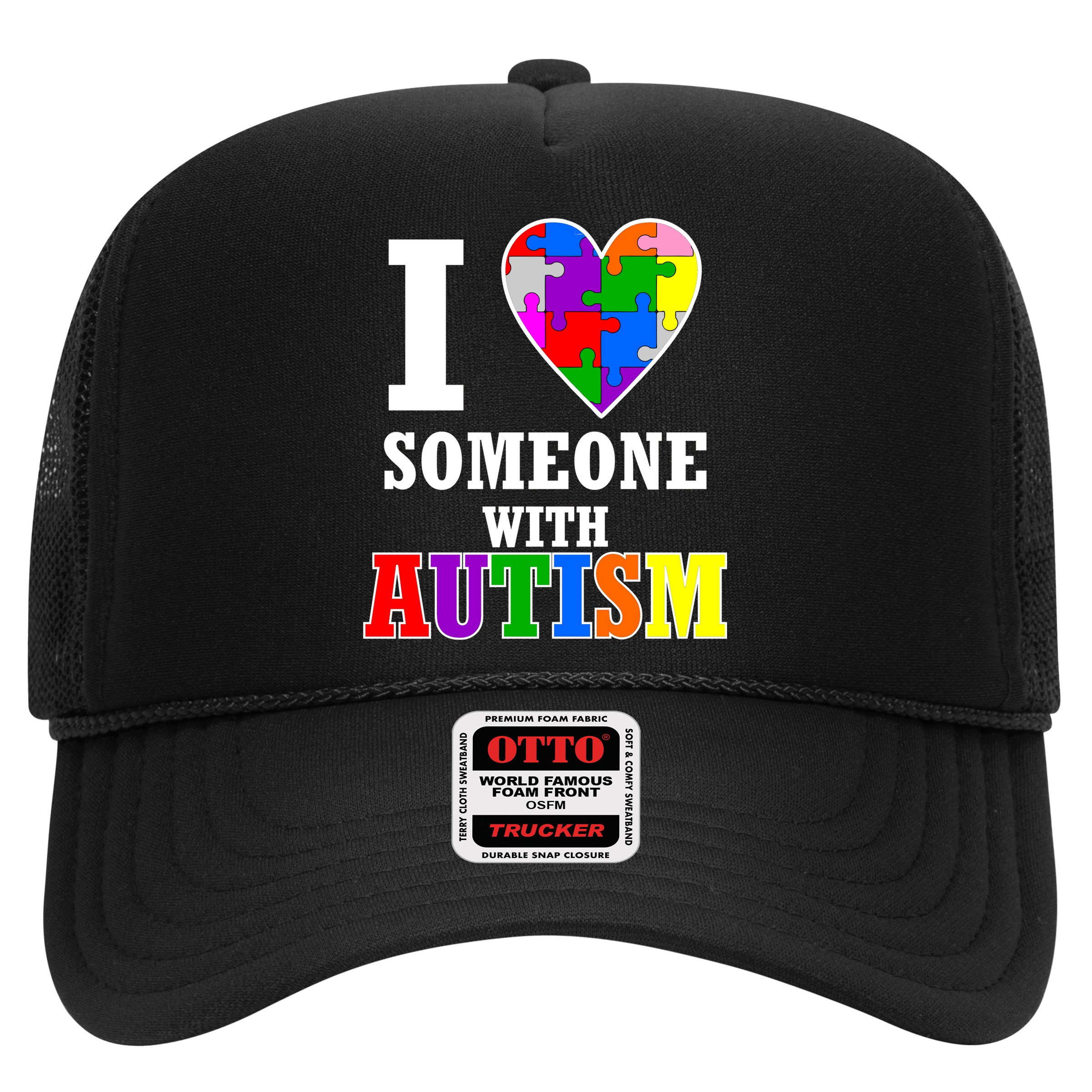 I Love Someone With Autism Puzzle Piece Heart Hat