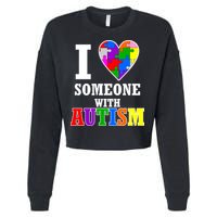 I Love Someone With Autism Puzzle Piece Heart Cropped Pullover Crew