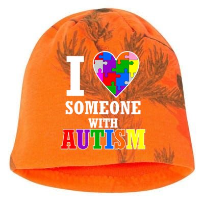 I Love Someone With Autism Puzzle Piece Heart Kati - Camo Knit Beanie