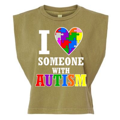 I Love Someone With Autism Puzzle Piece Heart Garment-Dyed Women's Muscle Tee