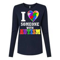 I Love Someone With Autism Puzzle Piece Heart Womens Cotton Relaxed Long Sleeve T-Shirt