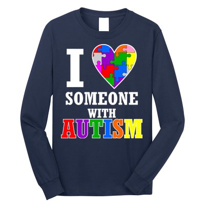 I Love Someone With Autism Puzzle Piece Heart Long Sleeve Shirt