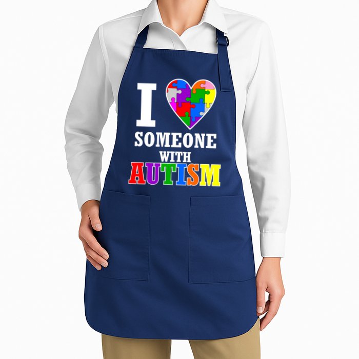 I Love Someone With Autism Puzzle Piece Heart Apron