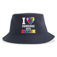 I Love Someone With Autism Puzzle Piece Heart Sustainable Bucket Hat