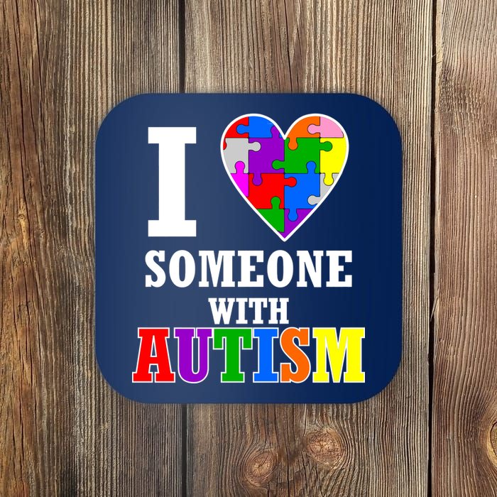 I Love Someone With Autism Puzzle Piece Heart Coaster