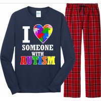 I Love Someone With Autism Puzzle Piece Heart Long Sleeve Pajama Set