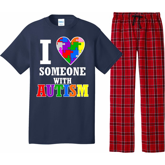 I Love Someone With Autism Puzzle Piece Heart Pajama Set