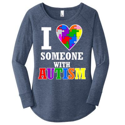 I Love Someone With Autism Puzzle Piece Heart Women's Perfect Tri Tunic Long Sleeve Shirt