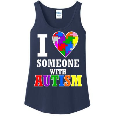 I Love Someone With Autism Puzzle Piece Heart Ladies Essential Tank