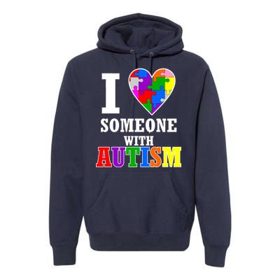 I Love Someone With Autism Puzzle Piece Heart Premium Hoodie