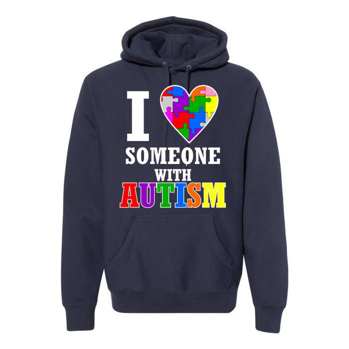 I Love Someone With Autism Puzzle Piece Heart Premium Hoodie