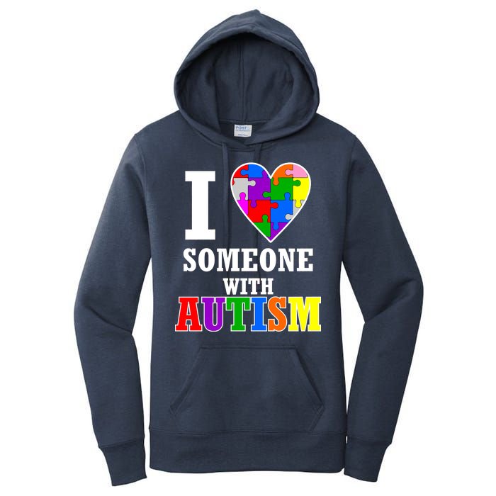 I Love Someone With Autism Puzzle Piece Heart Women's Pullover Hoodie