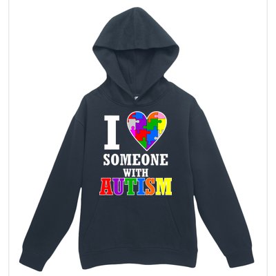 I Love Someone With Autism Puzzle Piece Heart Urban Pullover Hoodie