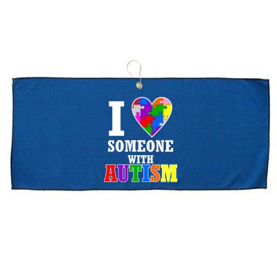 I Love Someone With Autism Puzzle Piece Heart Large Microfiber Waffle Golf Towel