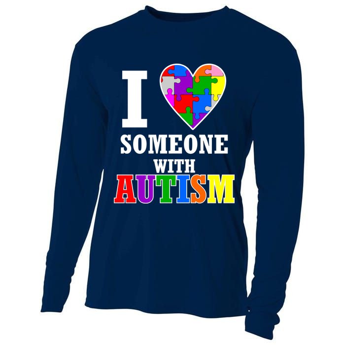 I Love Someone With Autism Puzzle Piece Heart Cooling Performance Long Sleeve Crew