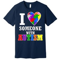 I Love Someone With Autism Puzzle Piece Heart Premium T-Shirt