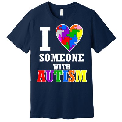 I Love Someone With Autism Puzzle Piece Heart Premium T-Shirt