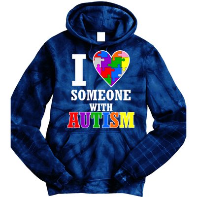 I Love Someone With Autism Puzzle Piece Heart Tie Dye Hoodie