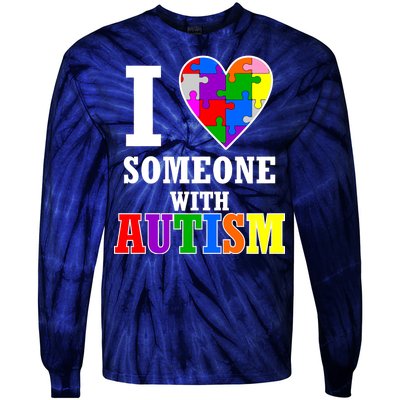 I Love Someone With Autism Puzzle Piece Heart Tie-Dye Long Sleeve Shirt