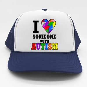 I Love Someone With Autism Puzzle Piece Heart Trucker Hat