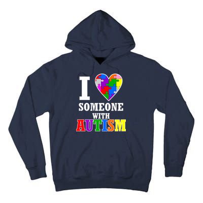 I Love Someone With Autism Puzzle Piece Heart Tall Hoodie