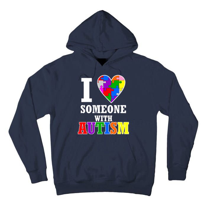 I Love Someone With Autism Puzzle Piece Heart Tall Hoodie