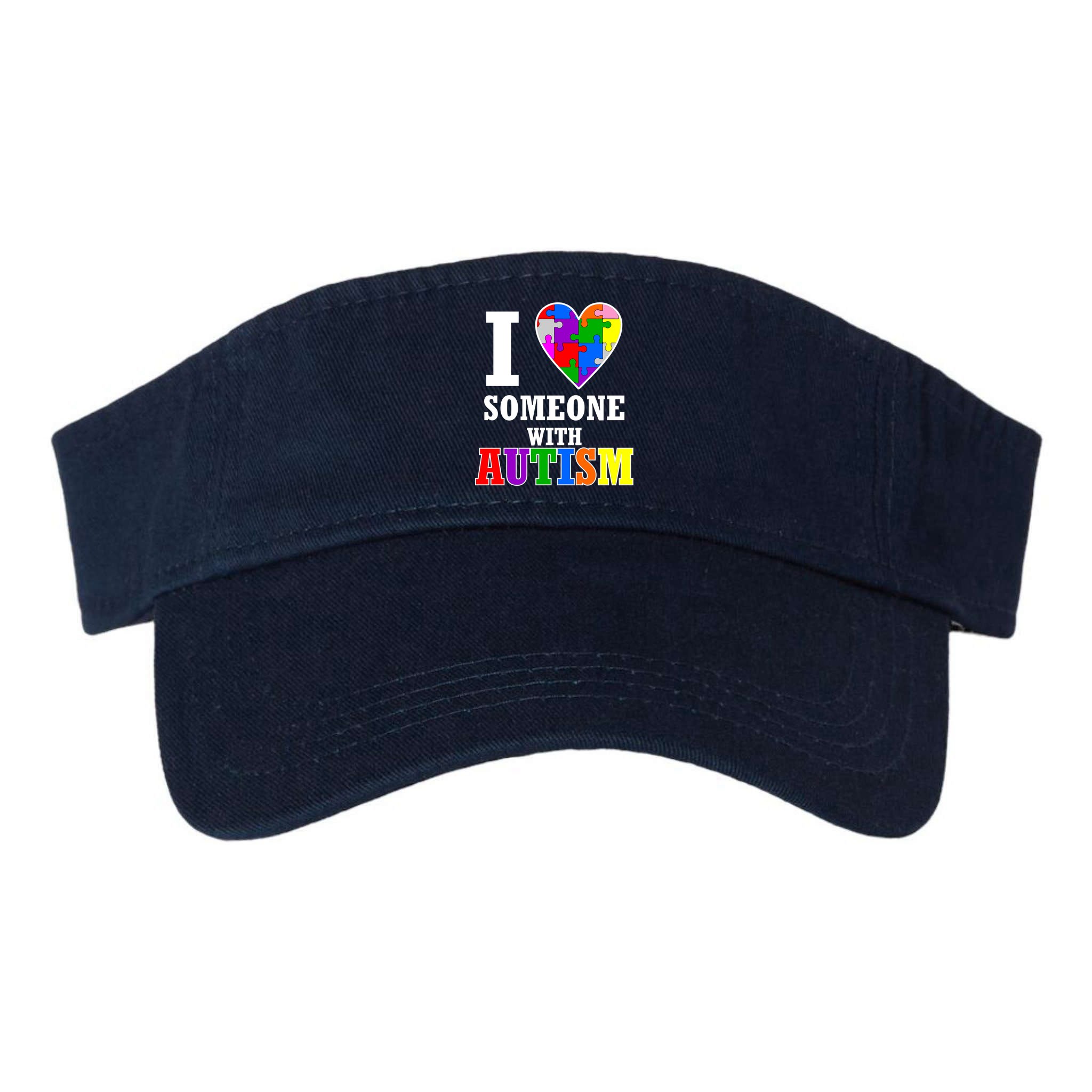 I Love Someone With Autism Puzzle Piece Heart Visor