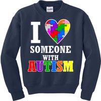 I Love Someone With Autism Puzzle Piece Heart Kids Sweatshirt